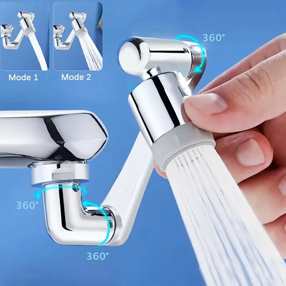 1440 °Swivel Robotic Arm Swivel Extension Universal Faucet Aerator Kitchen Sink Faucet Extender Mixer Tap Nozzle Water Flow Mode