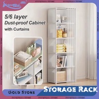 5/6 Layer Dust-proof Cabinet Large Capacity Wardrobe Clothing Storage Rack with Curtains Bedroom Simple Organizer Home Furniture