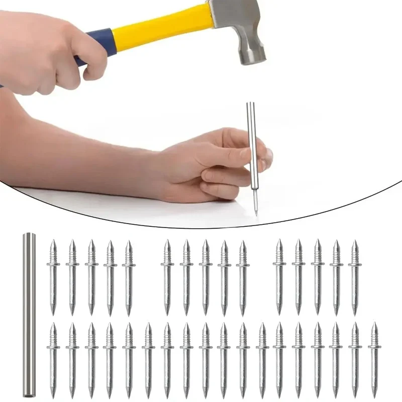 Double-Ended Baseboard Nails No-Hole Fixing Sleeve System with Two Sealing Options Sharp Pointed Iron Fasteners for Moldings