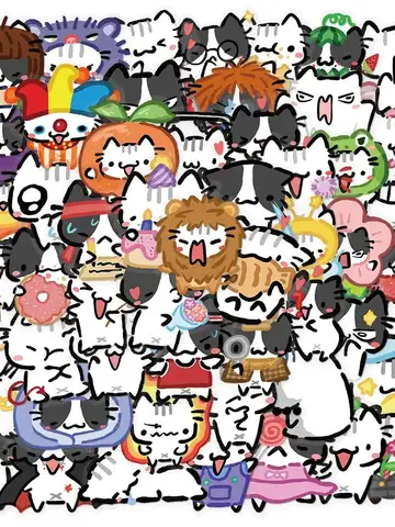 54Pcs Kawaii Colorful Cat Stickers Transparent Cat Decals For Phone Laptop Suitcase Notebook Skateboard Waterproof Stickers