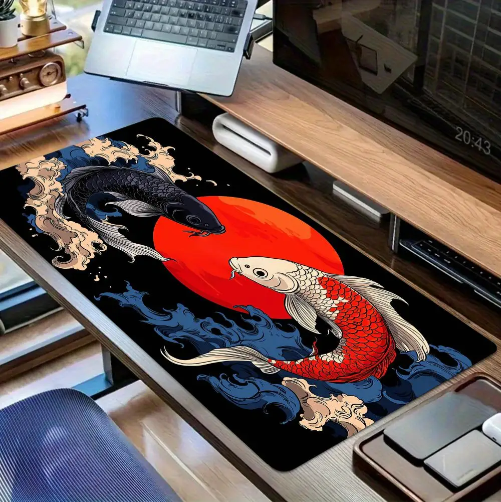 Koi Taichi Neutral Gaming Mouse Pad PC Table Mats Computer Mousepad Large Gamer Rubber Anti-slip Mousepads XXL Gaming MouseMat