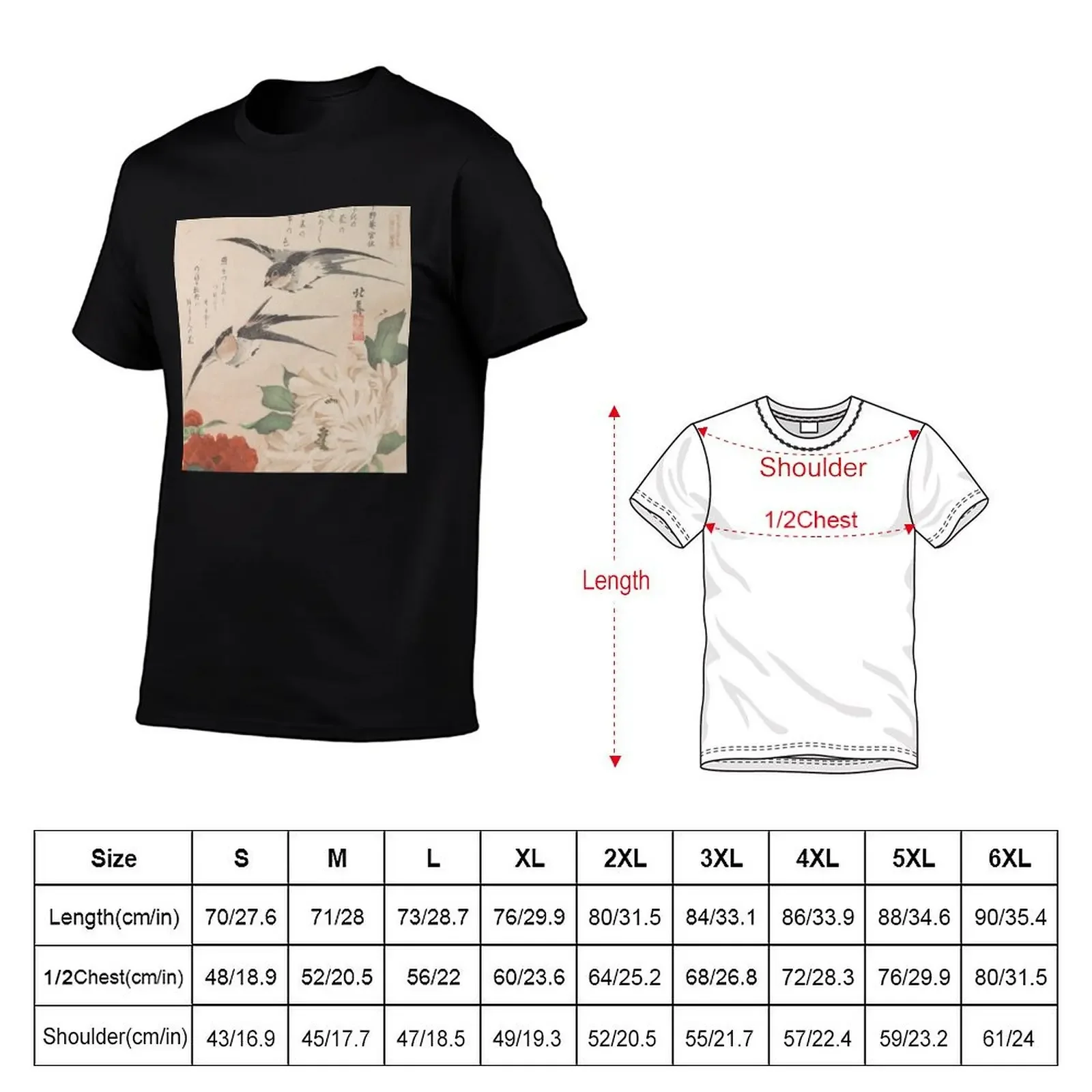 Swallows and Peonies Japanese Edo Art (kachō) T-Shirt sublime anime t shirts customs design your own mens workout shirts