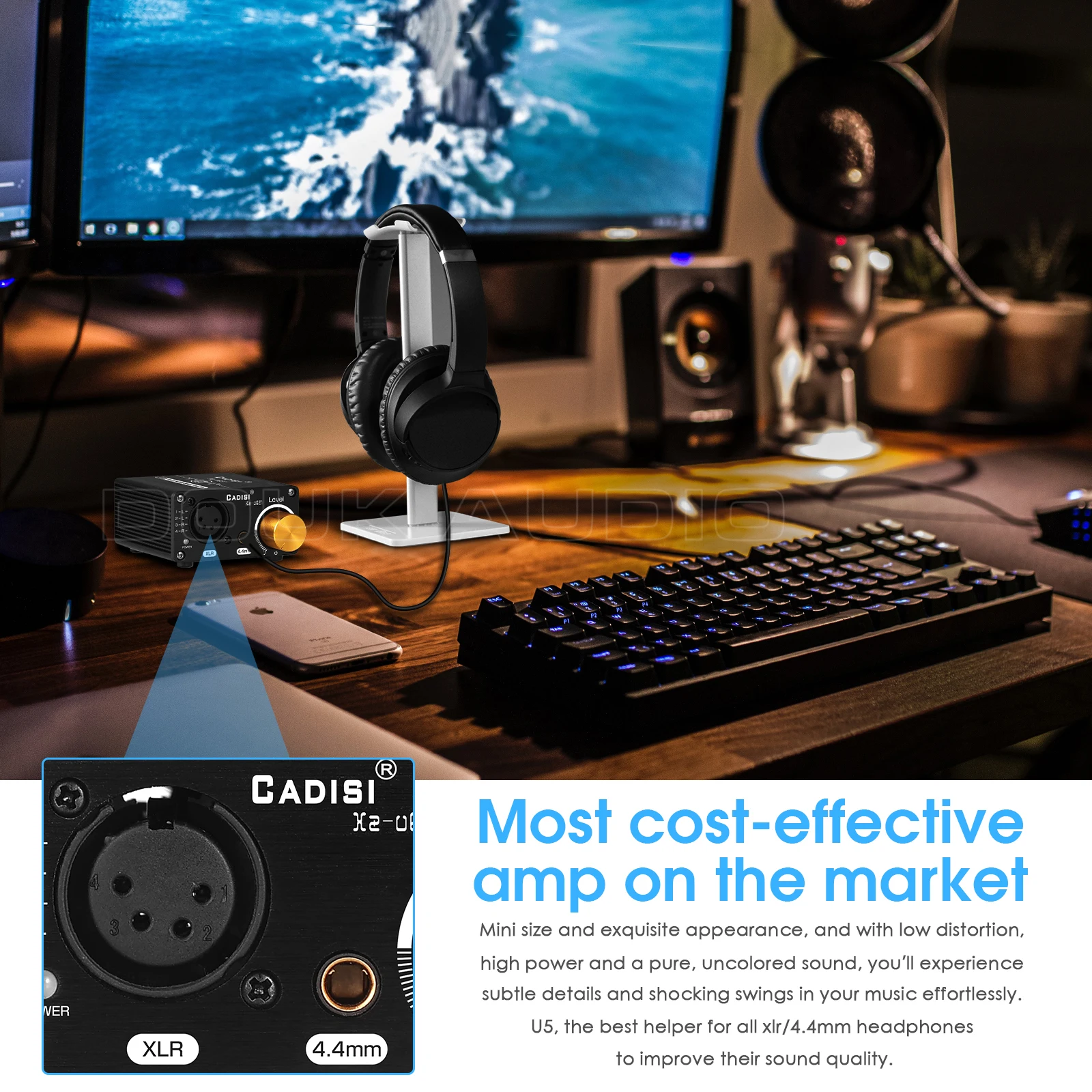 Douk Audio Mini Voll Ausgewogene Kopfhörer Verstärker Stereo Audio Kopfhörer Amp für XLR/4,4mm Headsets mit Volumen Control – Detail 6