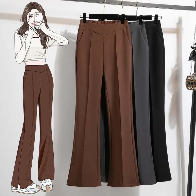 

High Waist Straight Leg Wide Leg Pants Suits Loose Fit Casual Sle Spring Faion Long Trousers Women's Ele Floor Length