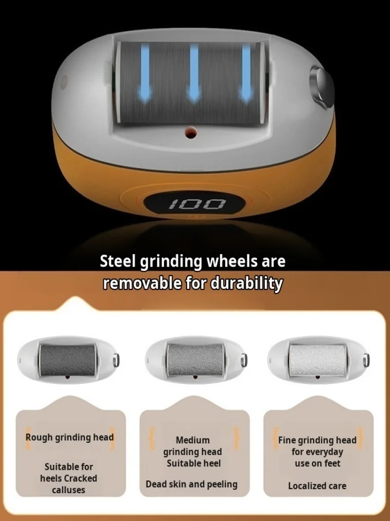 Broyeur de pieds électrique, élimination automatique des callosités, affichage numérique, plaque de pied, élimination des callosités du talon lisse
