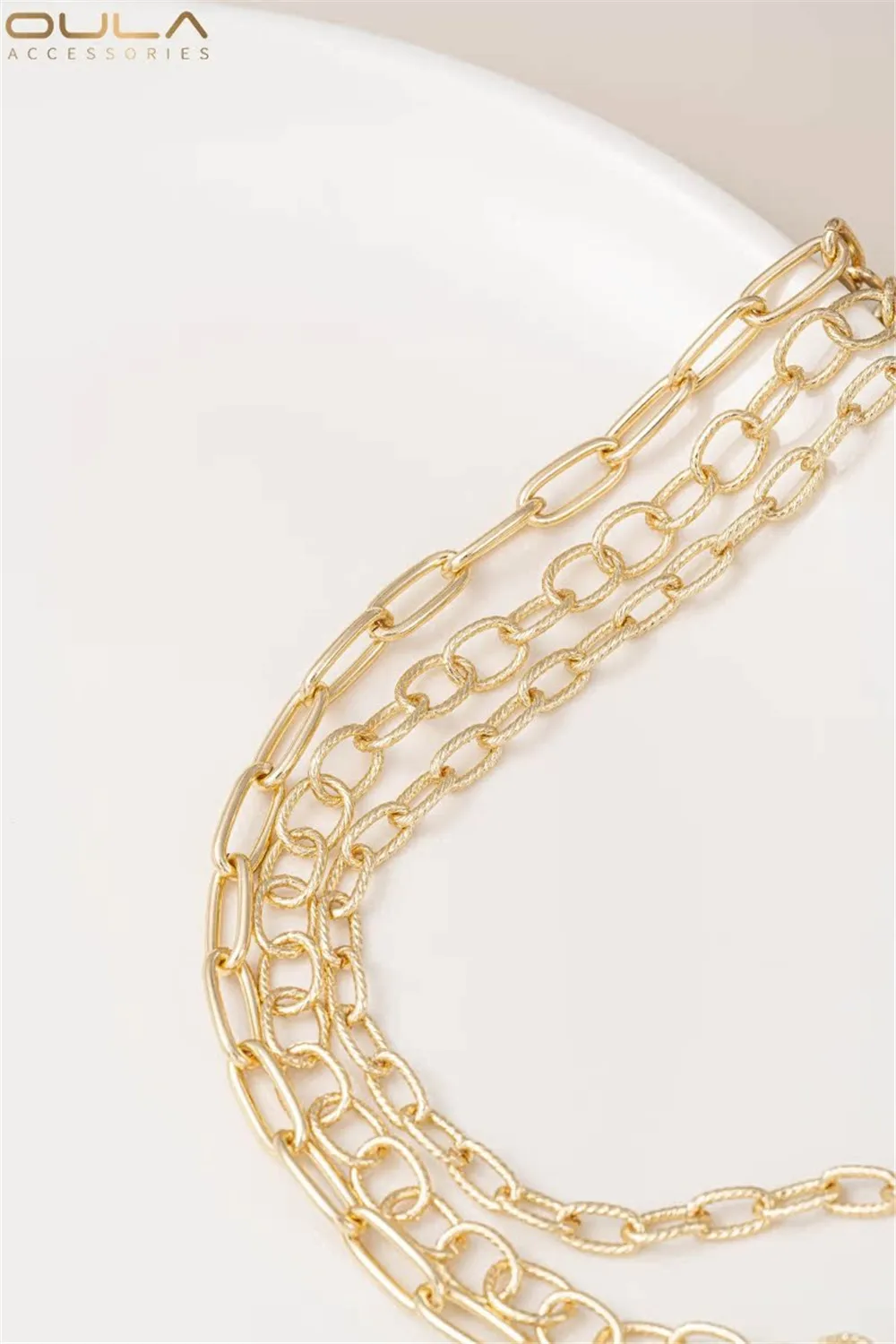 

14K Gold-plated Twisted Chain, Oval O-shaped Chain, Diy Handmade Bracelet, Necklace, Accessory, Chain, Loose Chain Material