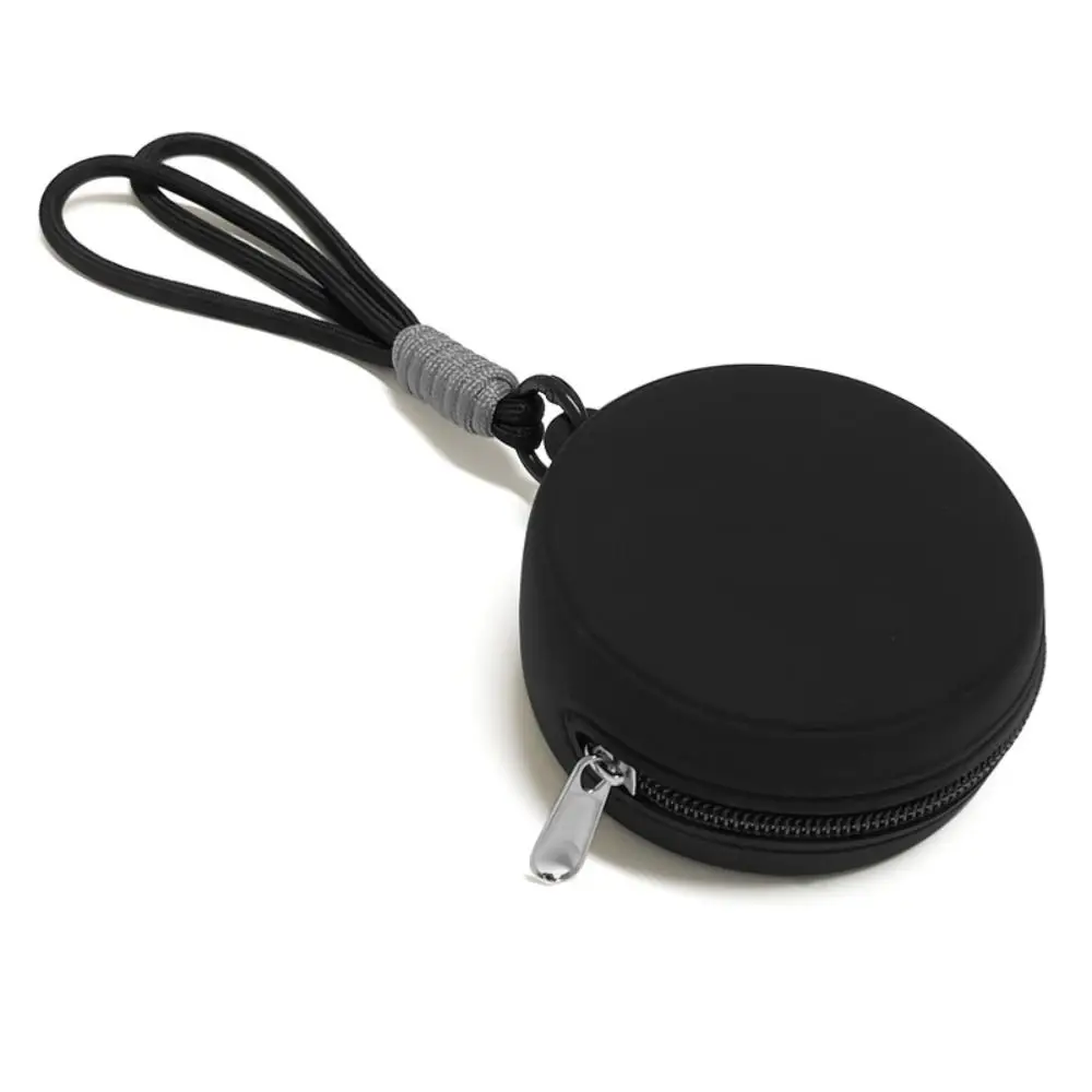 Multifunktionale Silikon-Kopfhörertasche mit Reißverschluss, tragbar, wasserdicht, Geldbörse mit Seil, runde Datenkabel-Aufbewahrungstasche für den Außenbereich