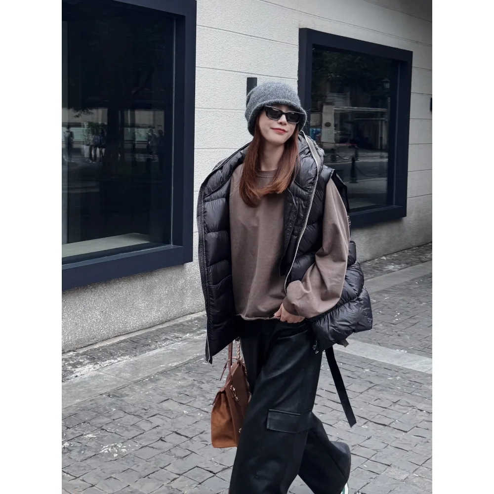 شارع العليا الظلام RO نمط أسفل سترة الرجال القرش تصميم الذرة مثقب سستة أكمام هود الدافئة أوزة أسفل سترات سترة