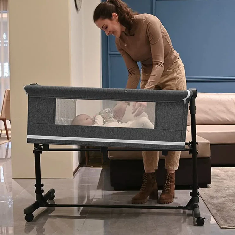 Multifunctional 10 in 1 Portable Baby Crib Cot Cradle Bassinet Bedside Sleeper Swing Tilt Bed with Mosquito net And Mattress