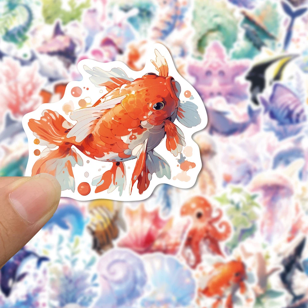 

10/30/50pcs Cute Ocean World Cartoon Stickers Fish Jellyfish Sea Animals Sticker Decals Scrapbook Luggage Phone Sticker Toy Gift