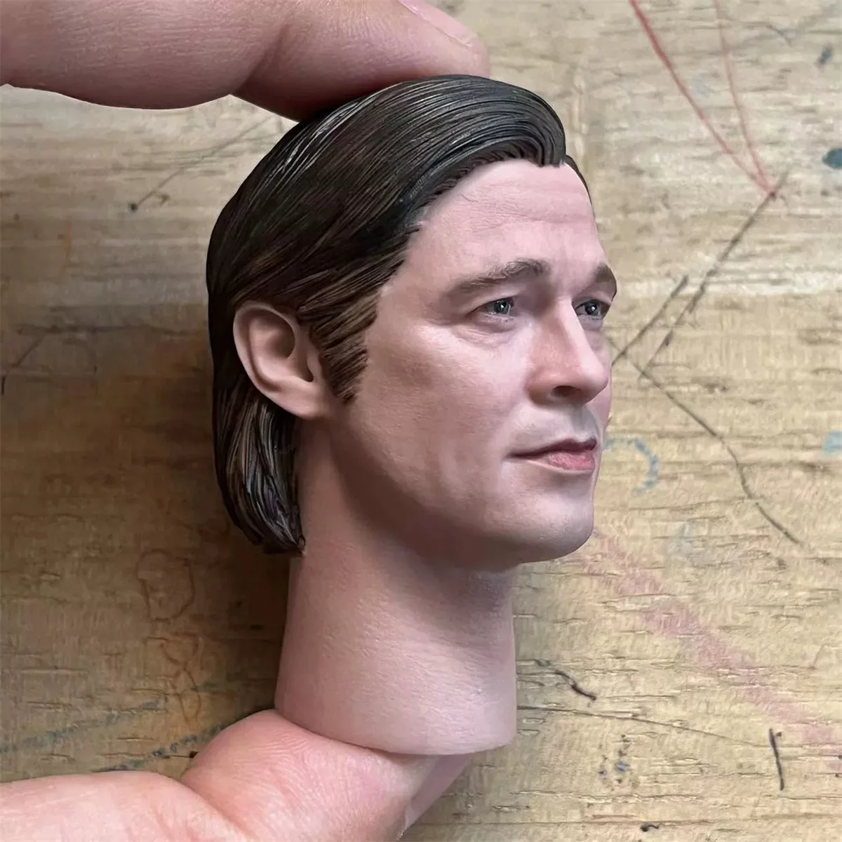 Brad Pitt Male Head Carving  With Braid Delicate Unpainted Model 1/6 Scale Action Figure Collection Body Toys