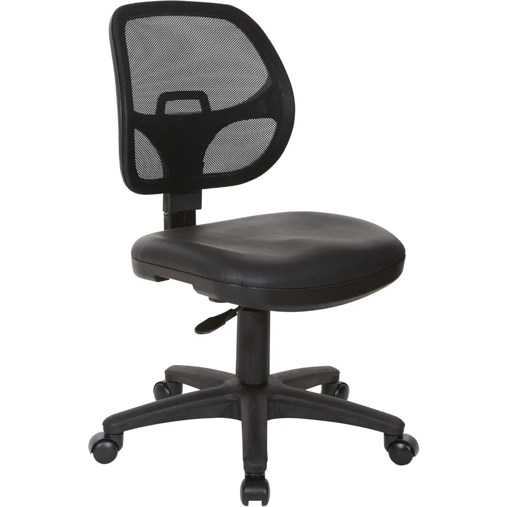 

Office Star EM Series Mesh Screen Back Office Task Chair with Built-in Lumbar Support and Adjustable Back, Black Vinyl