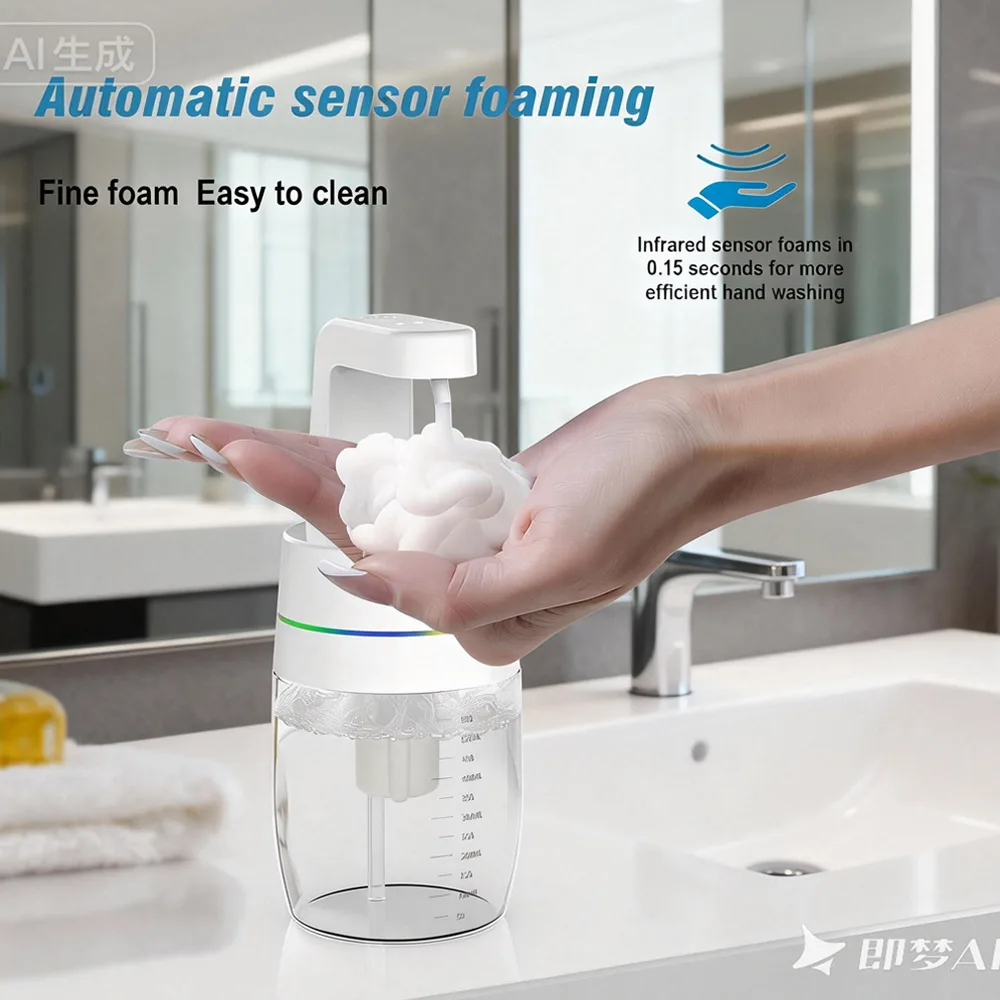 Automatic Soap Dispenser Breathing Light 4-Gear Adjustable Lotion Dispenser Wall Mounted Smart Washing Hand Machine USB Chargin