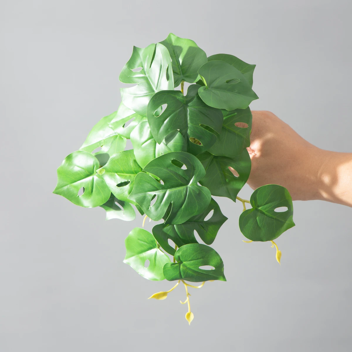 25 cm künstliche Monstera-Pflanzen, tropische Palmenblätter, kleine Pflanzen, Zweig, künstlicher Baumlaub, hängende Blätter für Halloween, Weihnachten – Detail 17