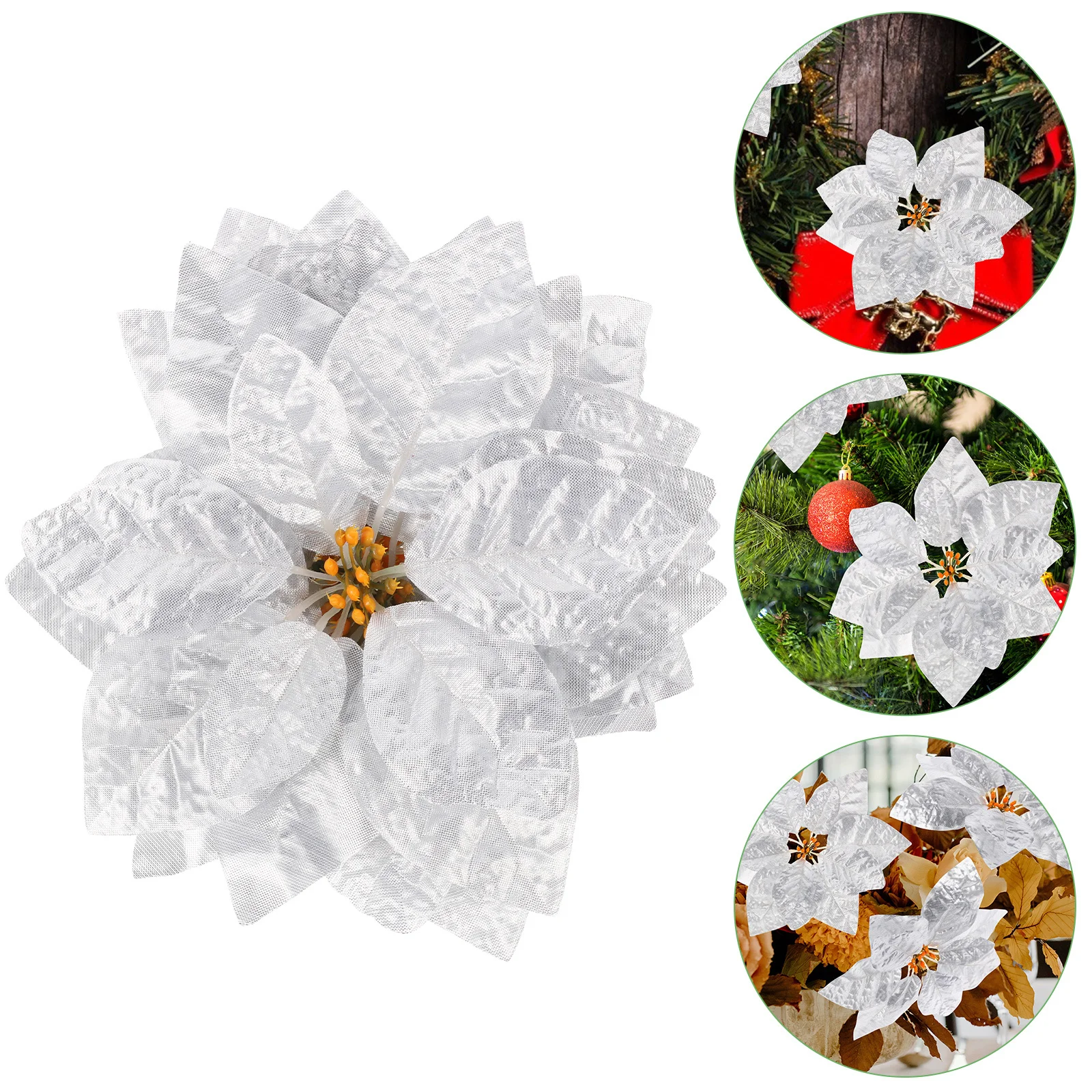 

28Pcs Artificial Christmas Poinsettia Flowers Lightweight Xmas Decorations for Tree Wreath Vase Holiday Party