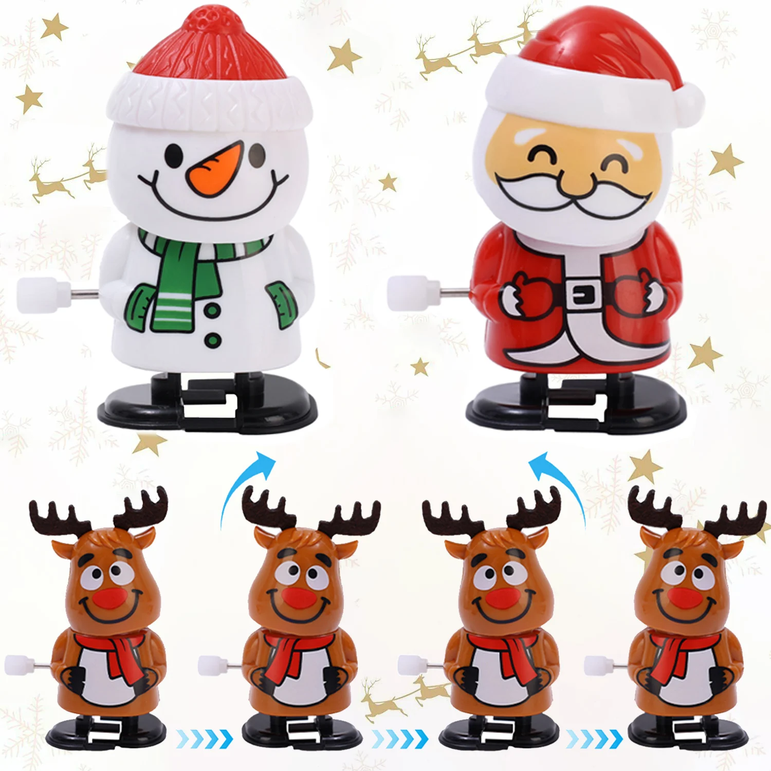 

Christmas Series Wind-up Jumping Toys Cartoon Santa Claus Elk Snowman Walking Doll Decoration Children's Party Interactive Props