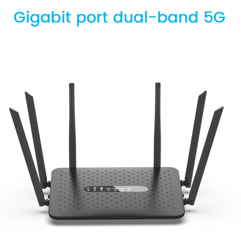 

WIFI Router Gigabit Wireless Router 2.4G/5G Dual Band WiFi Router with 6 Antennas WiFi Repeater Signal Amplifier-Black