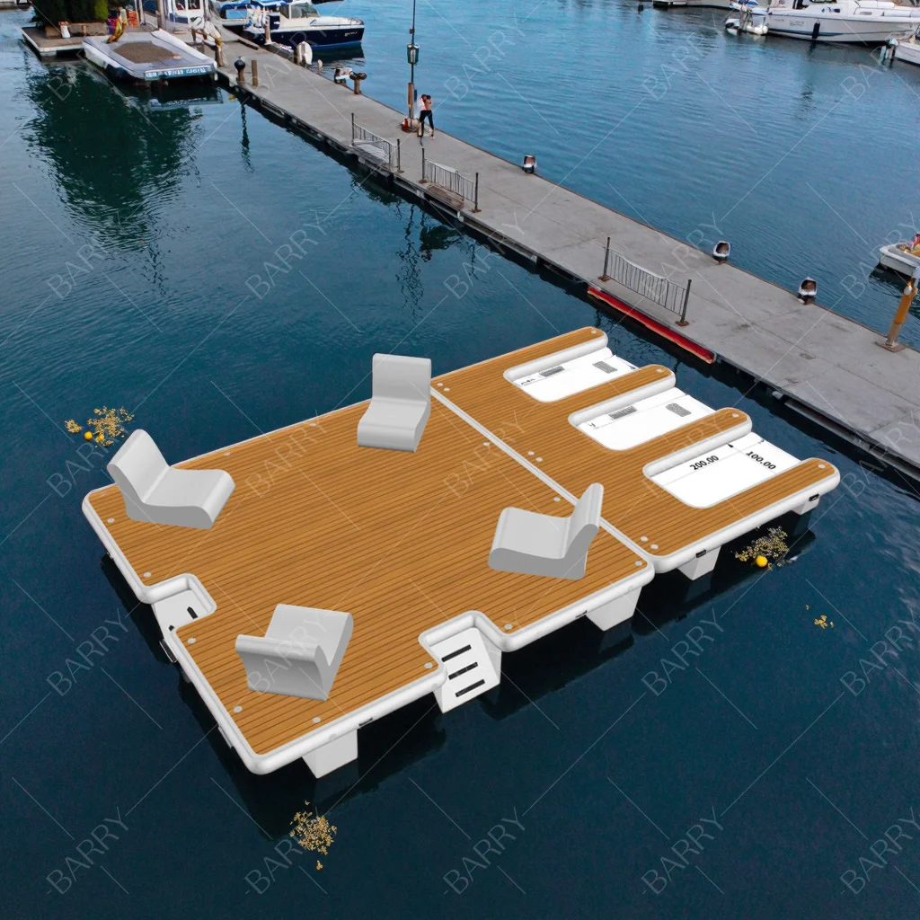 قاعدة عائمة قابلة للنفخ على شكل قطرة المحيط مع جزيرة مائية للخيمة للبحيرة #6