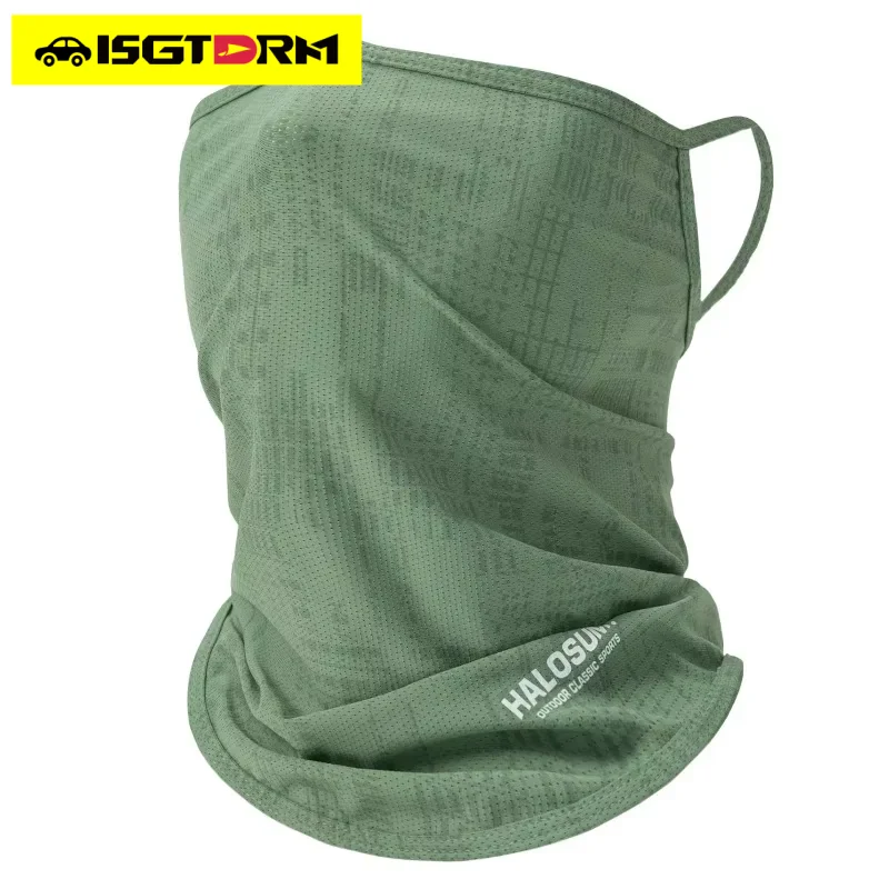 ISGTDRM Thin Breathable Quick-dry Outdoor Face Mask Sun Protection Summer Ice Silk Scarf Letter Pullover Neck Warmer