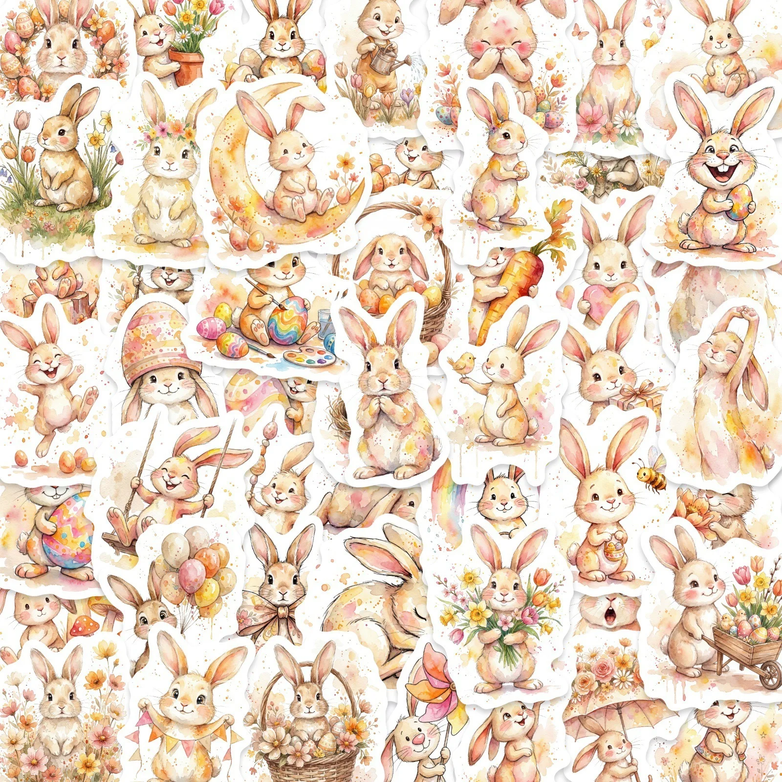 10/30/50PCS Cartoon Easter Egg Bunny Stickers Aesthetic Kawaii Rabbits Flower DIY Toys Guitar Luggage Suitcase Graffiti Sticker