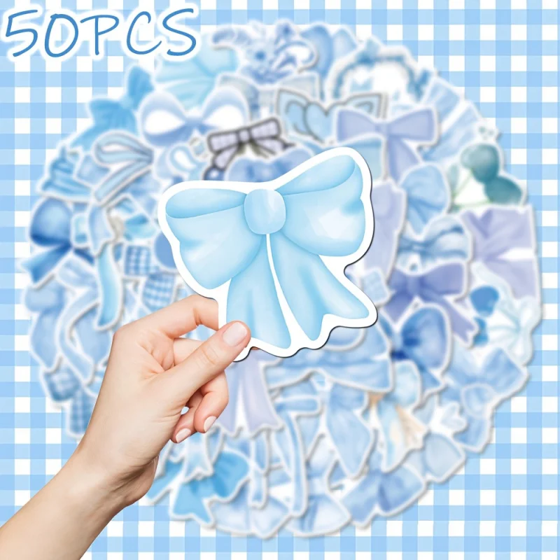 

50pcs romantic blue bow-knot stickers for Valentine's Day Girls Gift New Year gift party decor Back to school Birthday