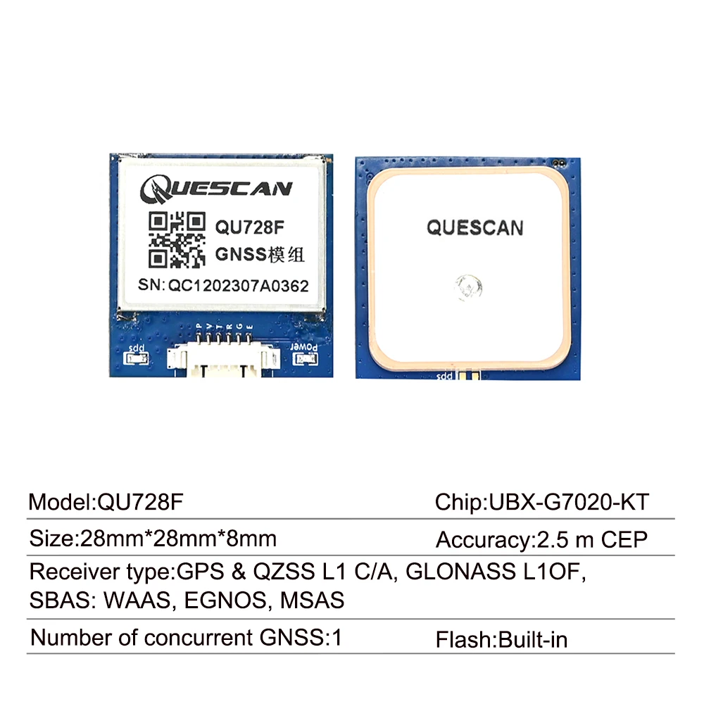 QUESCAN Uart NMEA Arduino GPS GNSS Module GPS GLONASS Antenna Receiver NMEA 0183 1-10Hz