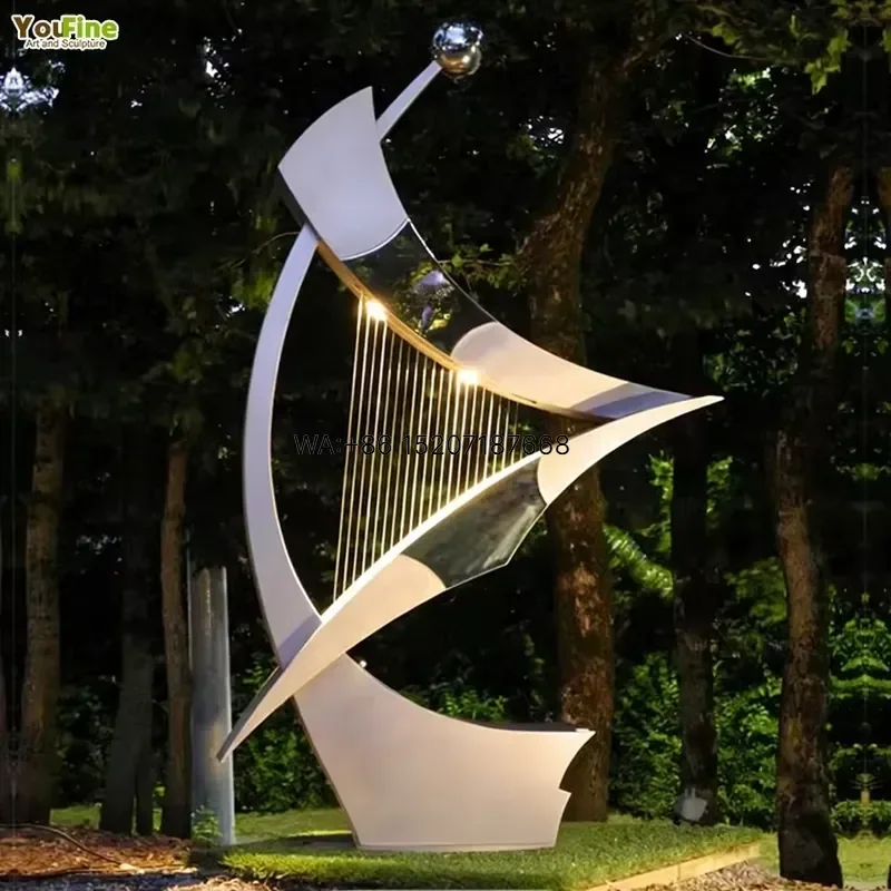 Wmwmnu Abstract Stainless Steel Garden Sculpture Modern Outdoor Art Statue Mirror Polished for Villa Landscape