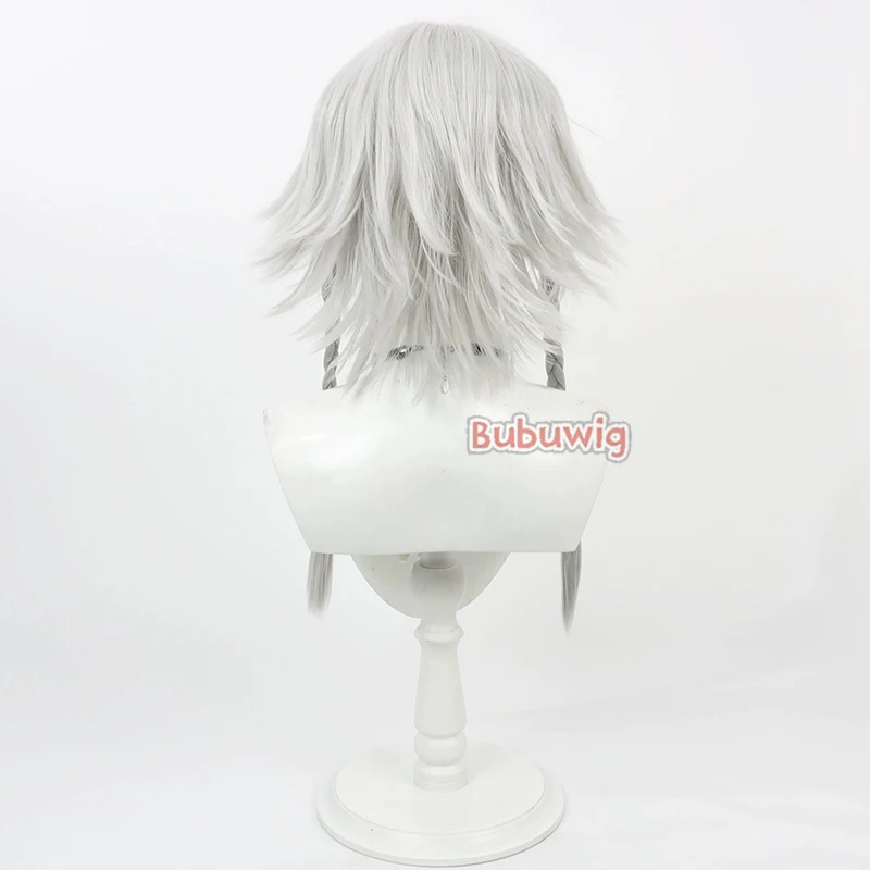 Bubuwig pelo sintético Sakuya Izayoi pelucas de Cosplay Touhou Sakuya Izayoi juego de rol peluca larga recta plateada blanca resistente al calor