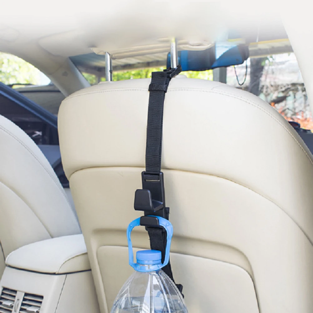 

2pcs Car Hooks Universal Seat Headrest Hanger Backseat Storage Organizer For Bottles Umbrellas Tote Bags Concealed Space Saving