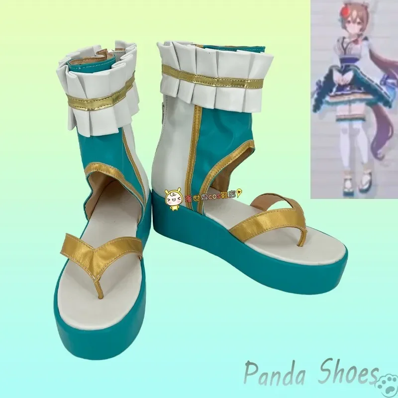 Umamusume Pretty Derby Satono Diamond Cosplay Shoes Anime Game Cos Green Boots Cosplay Costume Prop Shoes for Con Halloween