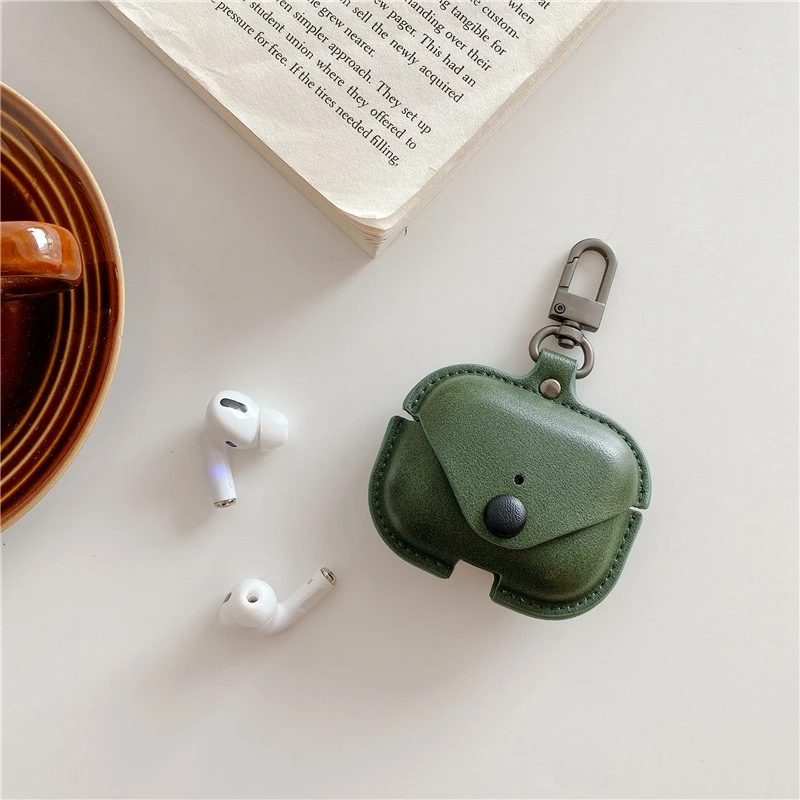 3D Headphone Case untuk Airpods Pro Case kulit mewah penutup untuk Apple AirPods Pro Case Earphone tas tali, coklat tua