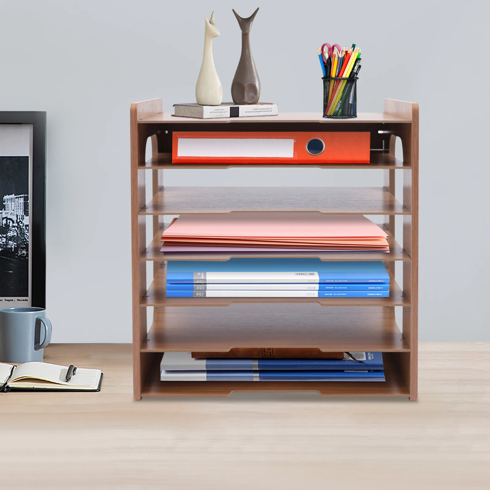 

High-density Board 36*25*38.5cm Seven-layer File Rack Desktop Document Storage Box Multilayer A4 Paper Office Finishing Rack