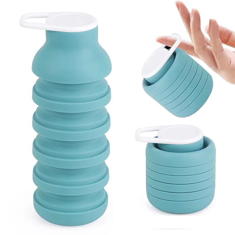 

600ML Portable Silicone Water Bottle Folding Coffee Bottle Cups BPA Free Outdoor Travel Hiking Collapsible Sports Kettle