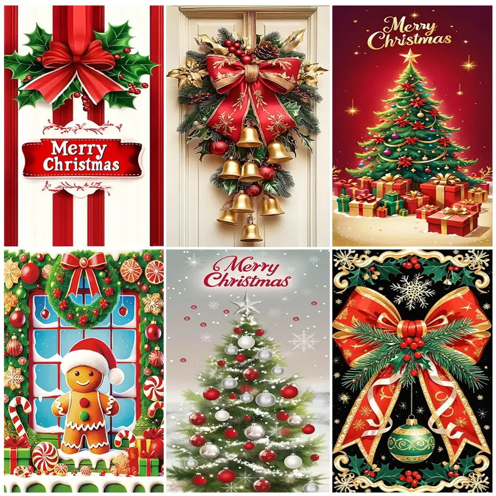 

Merry Christmas Theme Door Cover Decoration Background Xmas Tree Gifts Photography Backdrop Outdoor Porch Banner Party Supplies