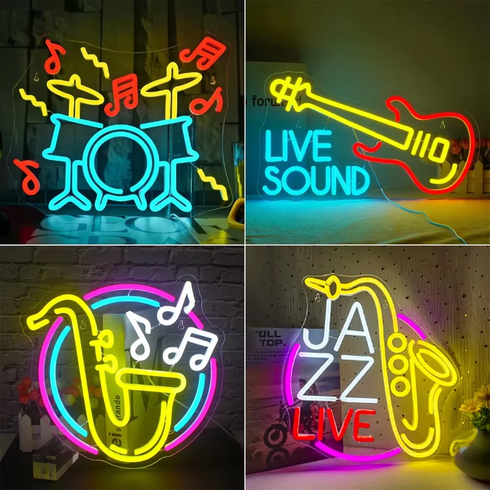 

Jazz Saxophone Led Neon Sign Dimmable Room Decoration For Concerts Musical Theater Wall Light Live Music Studio Club Party Lamp