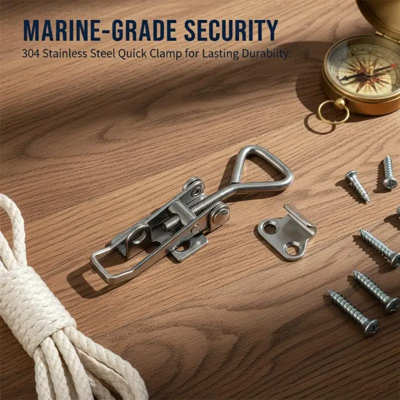 1Pc 304 Stainless Steel Clamp Deck Hasp Lock Boat Accessories Locker Anti Rattle Latch Fastener Clamp Marine Fastener