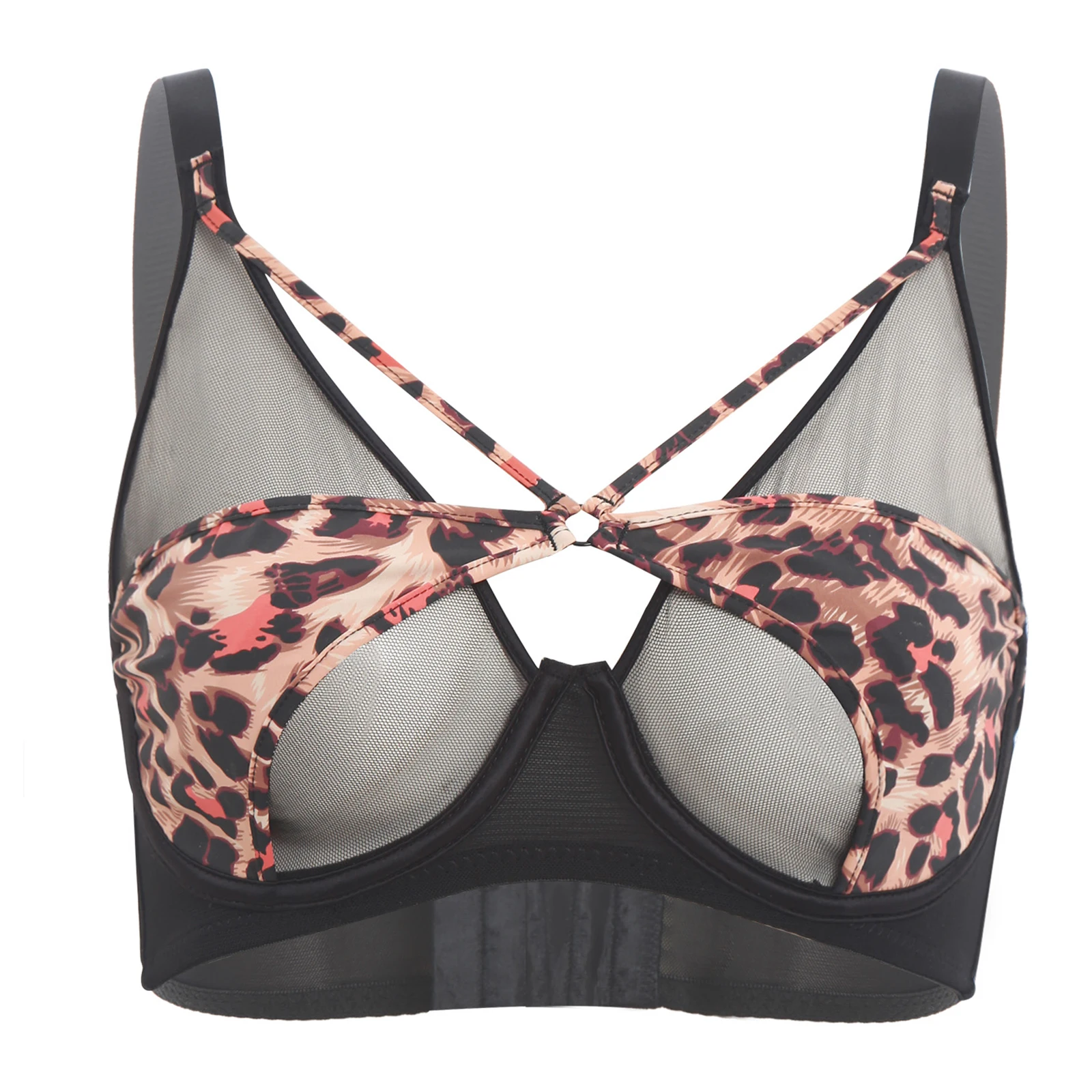 

Women's Sexy Push Up Bra Mesh Patchwork Full Cup Underwire Cut Out Balconette Breathable Thin Bra Tops for Daily Beach Pool Bras