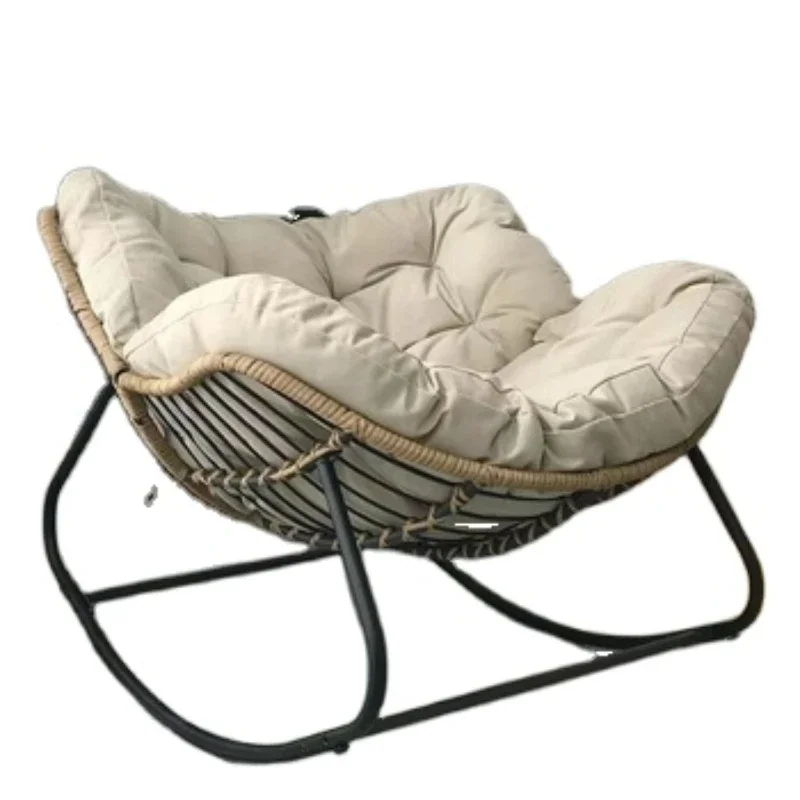 Luxury Rattan Rocking Chair Leisure Chair Modern Design Outdoor Living Room Bedroom Dining Room Made of Wrought