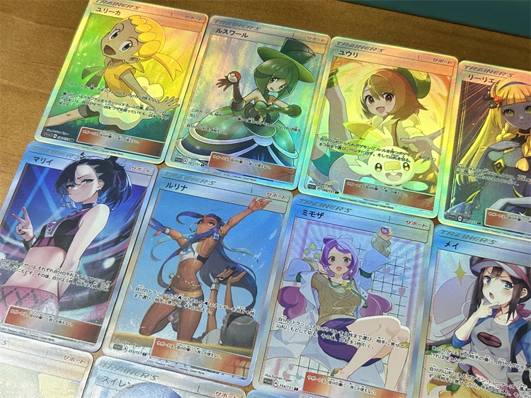 Pokémon Signature Trading Flash Card, Auto-controle DIY, Pcg Collect, Anime Cartoon Gift, Cor de refração, 18pcs por conjunto