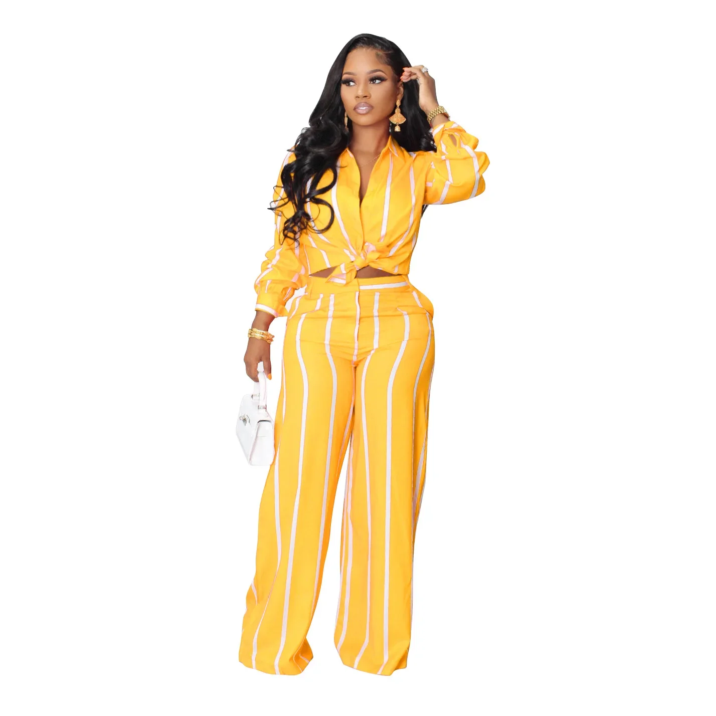 African Clothes for Women Spring Autumn African Long Sleeve V-neck Polyester 2 Pieces Top Long Pant Matching Sets African Suit