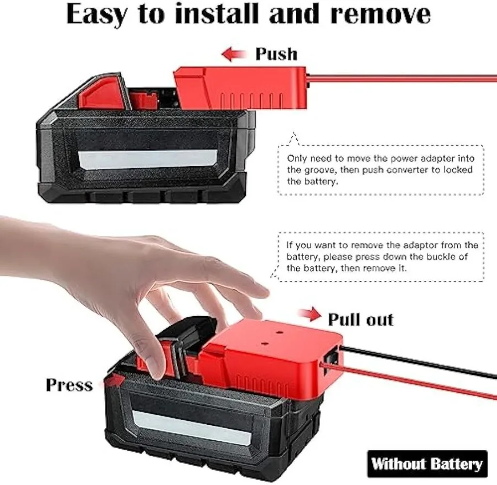 Aadpter-convertidor reductor para batería de iones de litio Milwaukee, regulador de voltaje con interruptor, 10A, 120W, DC 18V a DC 12V