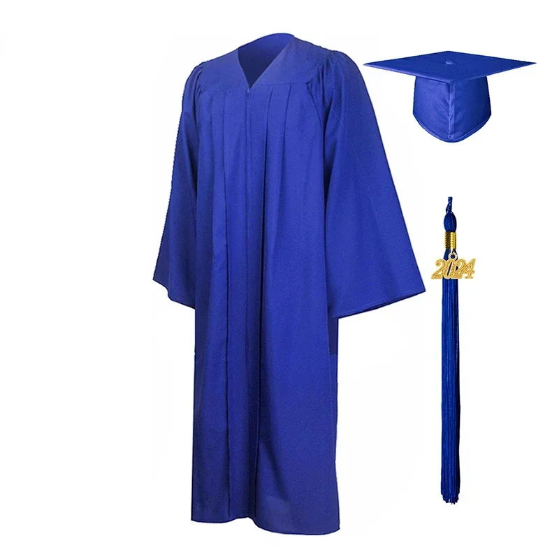 Mężczyzna Kobiety Suknia Graduation Gown Miękka Matowa Suknia Graduation Gown Hat Tassel Set 2024 Unisex Graduation Costume For High School And Bachelor