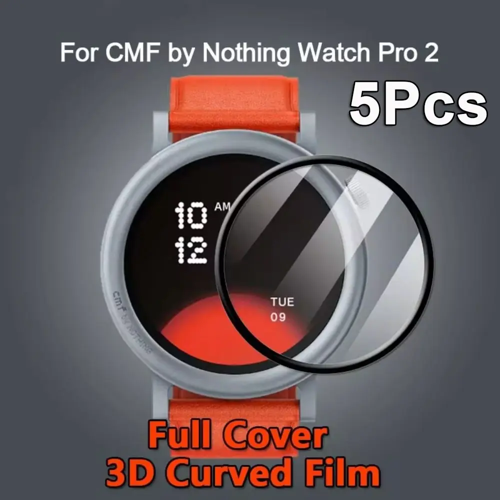 5Pcs New 3D Curved Edge Protective Films Full Cover Screen Protector Protective Smart Watch Watch Films for CMF Watch Pro 2