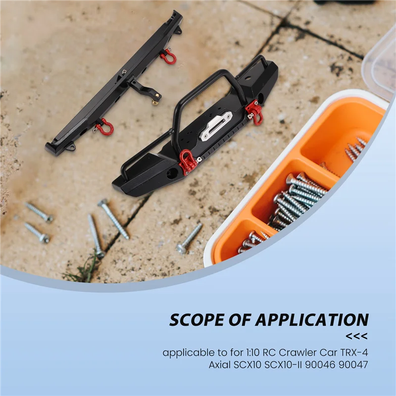 AS96-مصد أمامي/خلفي معدني مضاد للتصادم مع ضوء LED لسيارة زاحفة 1:10 RC TRX-4 محوري SCX10 SCX10-II 90046 90047