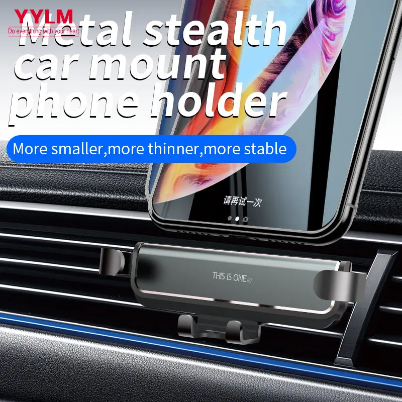 Gravity Car Metal Phone Holder Ventilated Seat Phone Holder in Car Mobile Metal support for iPhone 13 12 Xiaomi Universal GPS