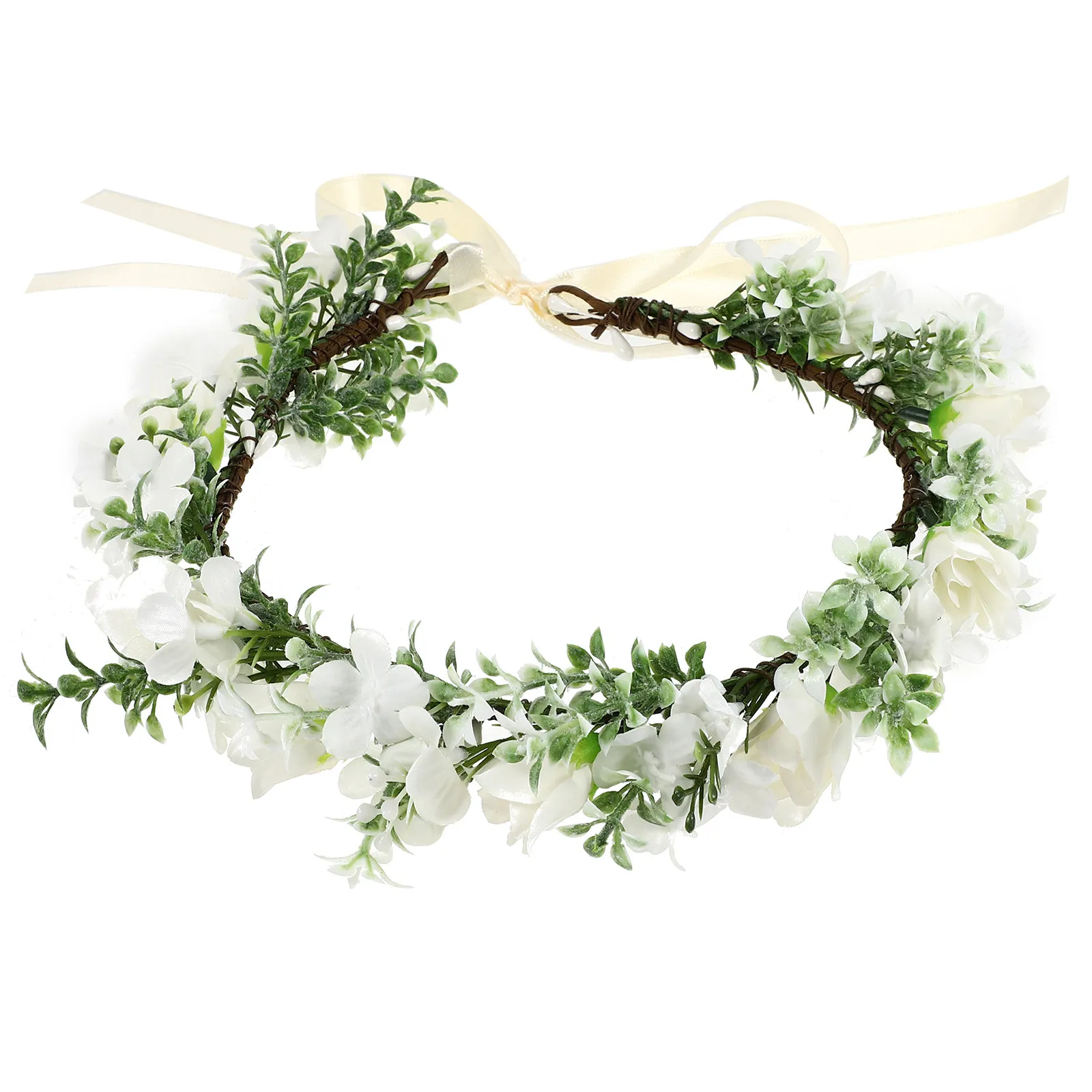 

Rose Floral Crown Hair Headband Elegant Lightweight Romantic Wedding Prom Bridal Beach Photo Accessories for Women