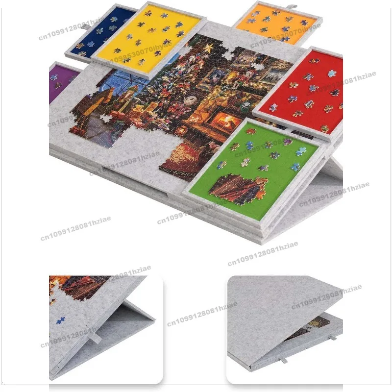 1000 Pieces Puzzle Table Board with Stand Cover 6 Drawers Portable Puzzle Table