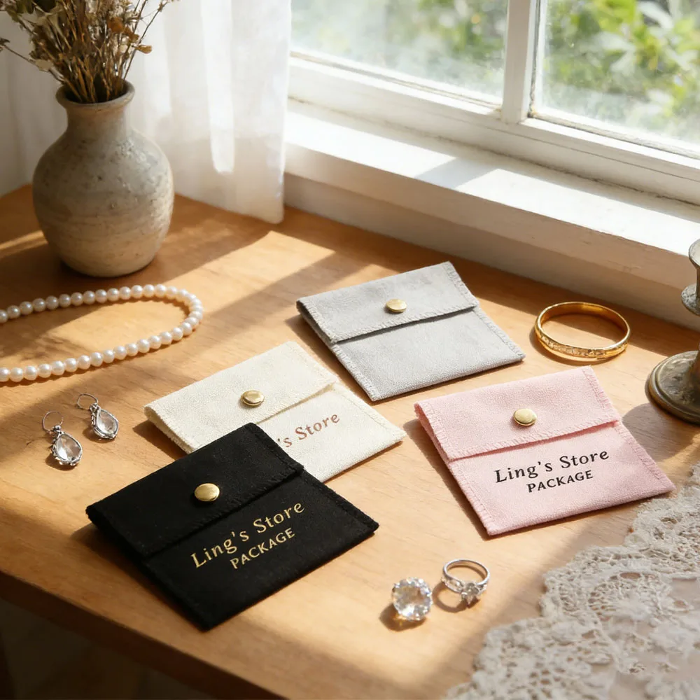 

100pcs Customized 8x8cm Cotton Snap Jewelry Organizer Bag Canvas Muslin Flap Pouch Cosmetic Travel Wedding Favors Gift Organizer