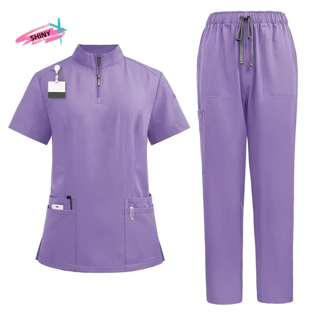 

Multifunctional Quick-Drying Unisex Scrub Suit T-Shirt Shirt+Pants Clinical Uniform Soft Classic Woman Pharmacy Workwear Dental