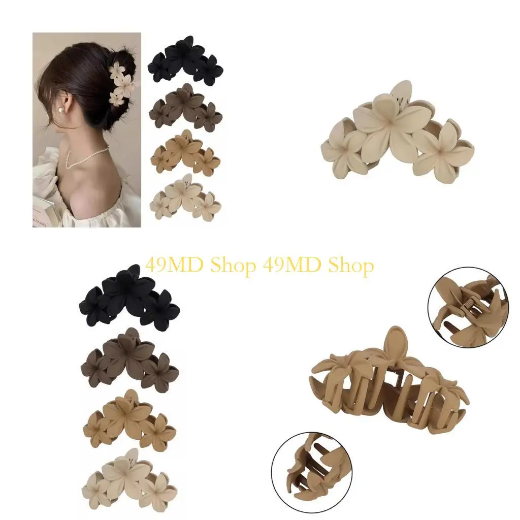 

49MD Textured Flower Hair Clip Strong Grip Clasp Unisex Hair Holder Fashion Hair Barrettes For Long Short Hair